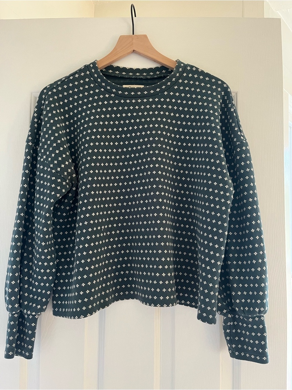 Madewell Dark Green Patterned Crewneck Sweatshirt